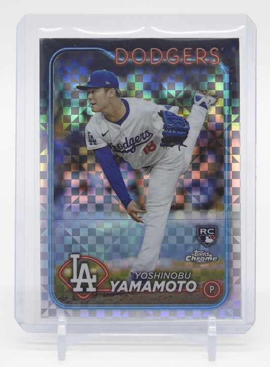 山本由伸 ルーキーカード Xfractorパラレル 2024 Topps Chrome X-fractor #18 Yoshinobu Yamamoto RC