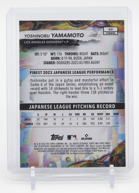 山本由伸 ルーキーカード 2024 Topps Finest Common #50 Yoshinobu Yamamoto RC