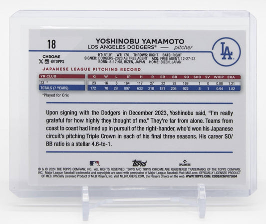 山本由伸 ルーキーカード 2024 Topps Chrome Prism Refractor #18 Yoshinobu Yamamoto RC