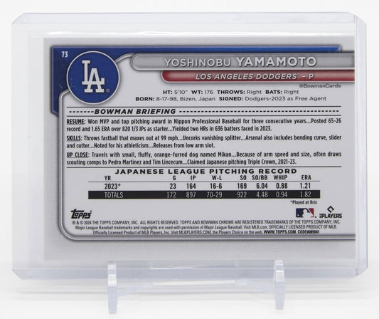 山本由伸 ルーキーカード 2024 Bowman Chrome #73 Yoshinobu Yamamoto RC