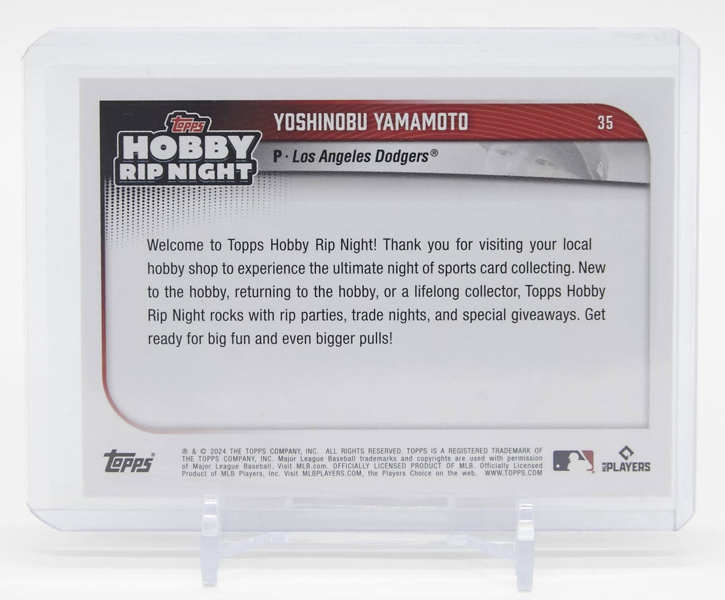 山本由伸 ルーキーカード 2024 Topps Hobby RIP Night #35 Yoshinobu Yamamoto RC