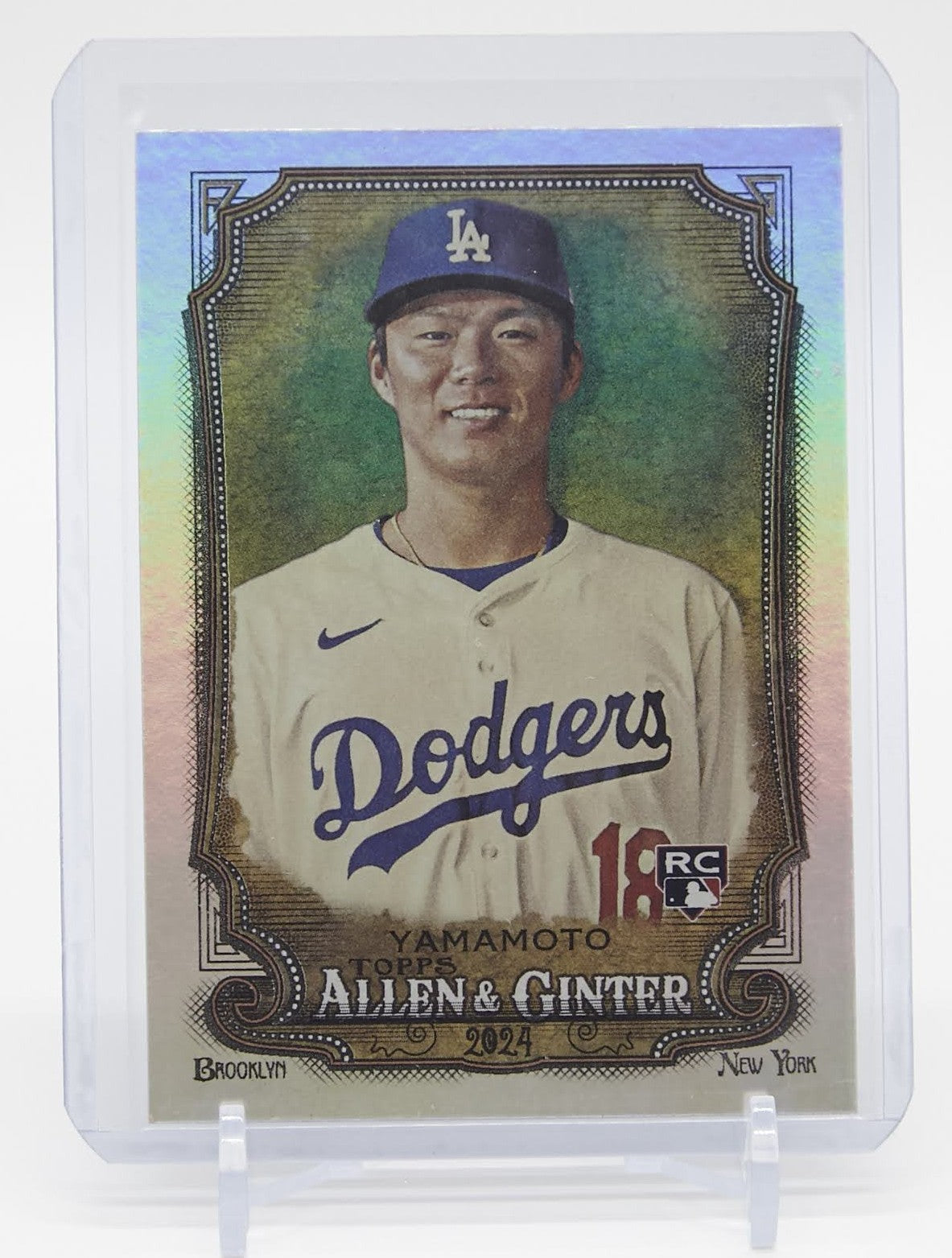 山本由伸 ルーキーカード Silver Portrait パラレル 2024 Topps Allen and Ginter Hot Box Silver Portrait Parallel SP #201 Yoshinobu Yamamoto RC
