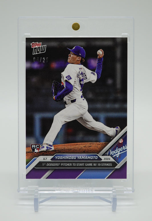 山本由伸 ルーキーカード 25枚限定パープルパラレル 2024 Topps Now Purple Parallel #167 Yoshinobu Yamamoto RC  #'d/25 Dodgers 19 Consecutive Strikes SSP Rare