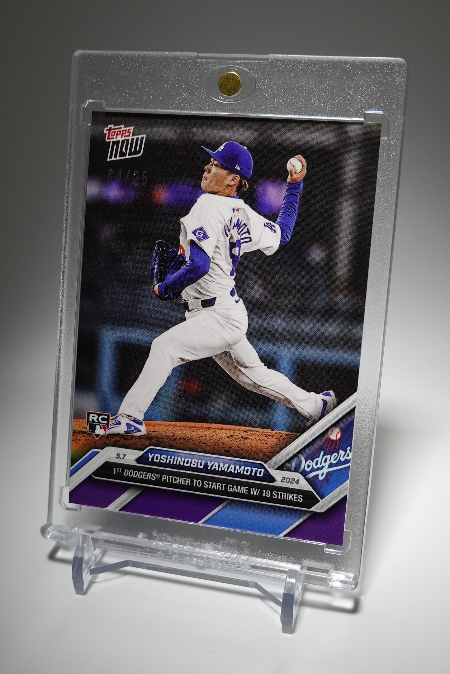 山本由伸 ルーキーカード 25枚限定パープルパラレル 2024 Topps Now Purple Parallel #167 Yoshinobu Yamamoto RC  #'d/25 Dodgers 19 Consecutive Strikes SSP Rare