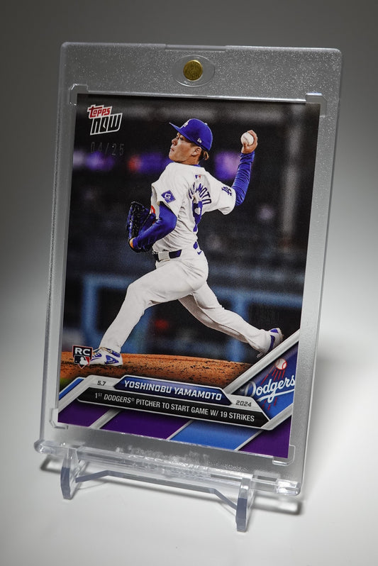 山本由伸 ルーキーカード 25枚限定パープルパラレル 2024 Topps Now Purple Parallel #167 Yoshinobu Yamamoto RC  #'d/25 Dodgers 19 Consecutive Strikes SSP Rare