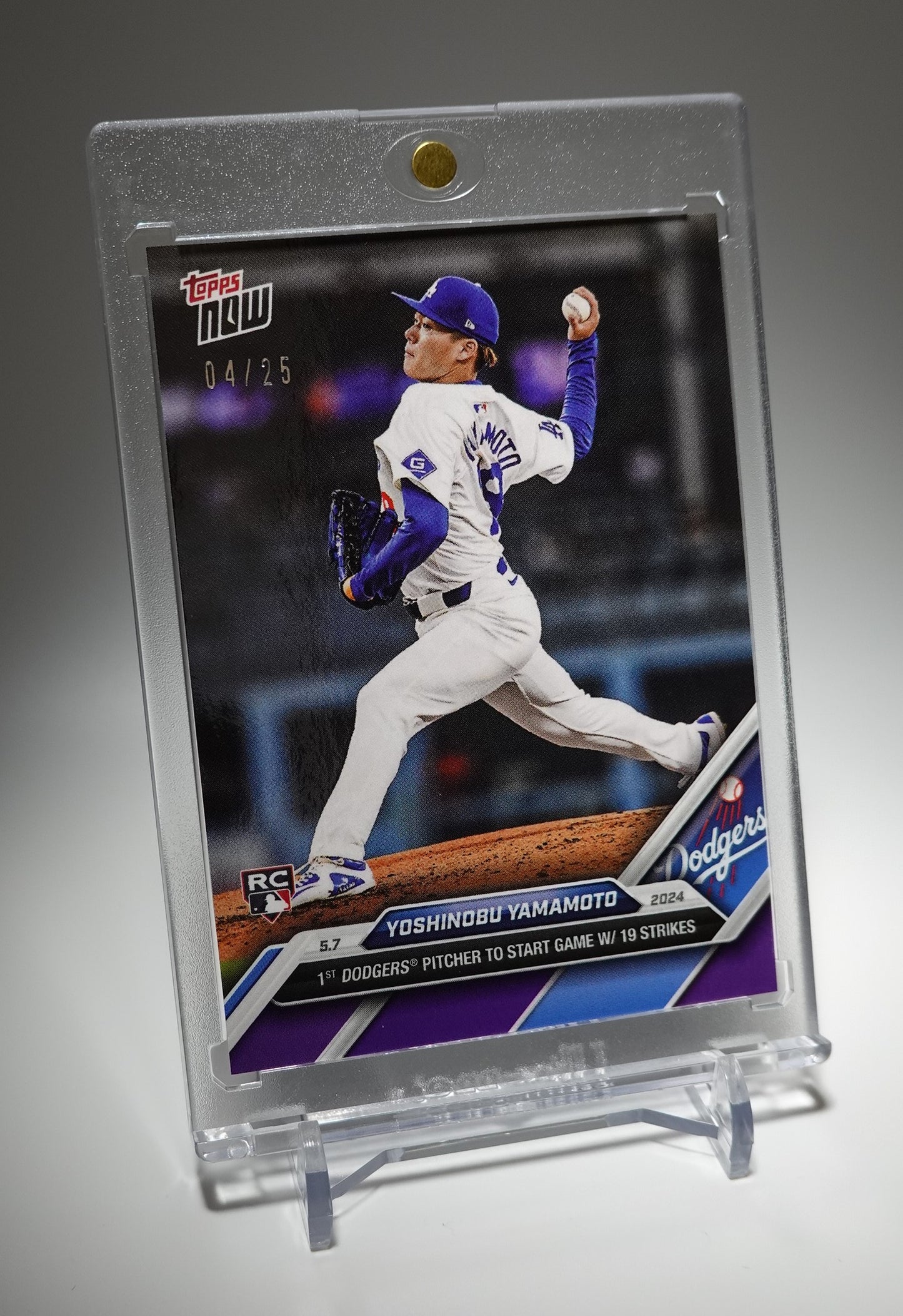 山本由伸 ルーキーカード 25枚限定パープルパラレル 2024 Topps Now Purple Parallel #167 Yoshinobu Yamamoto RC  #'d/25 Dodgers 19 Consecutive Strikes SSP Rare