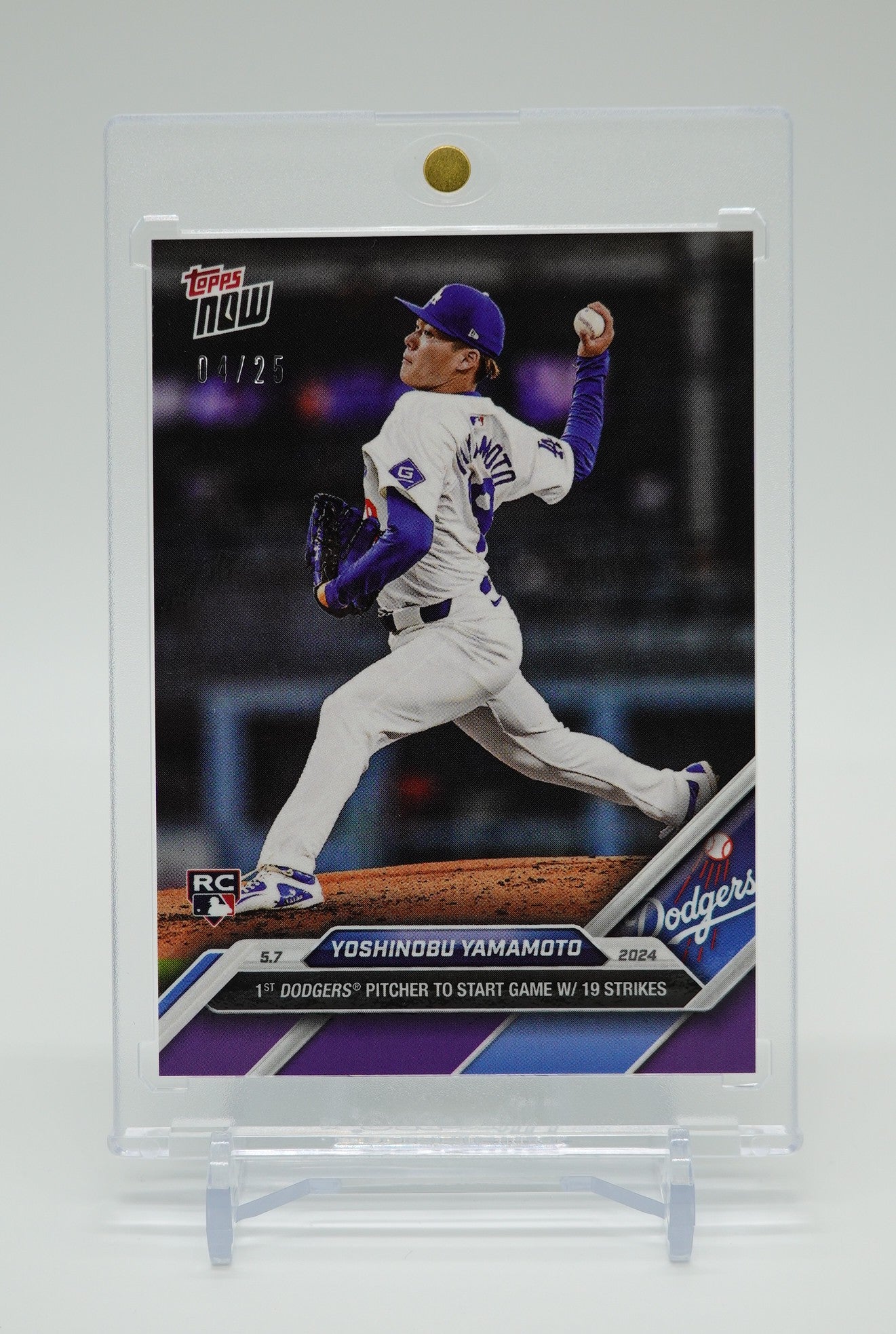 山本由伸 ルーキーカード 25枚限定パープルパラレル 2024 Topps Now Purple Parallel #167 Yoshinobu Yamamoto RC  #'d/25 Dodgers 19 Consecutive Strikes SSP Rare