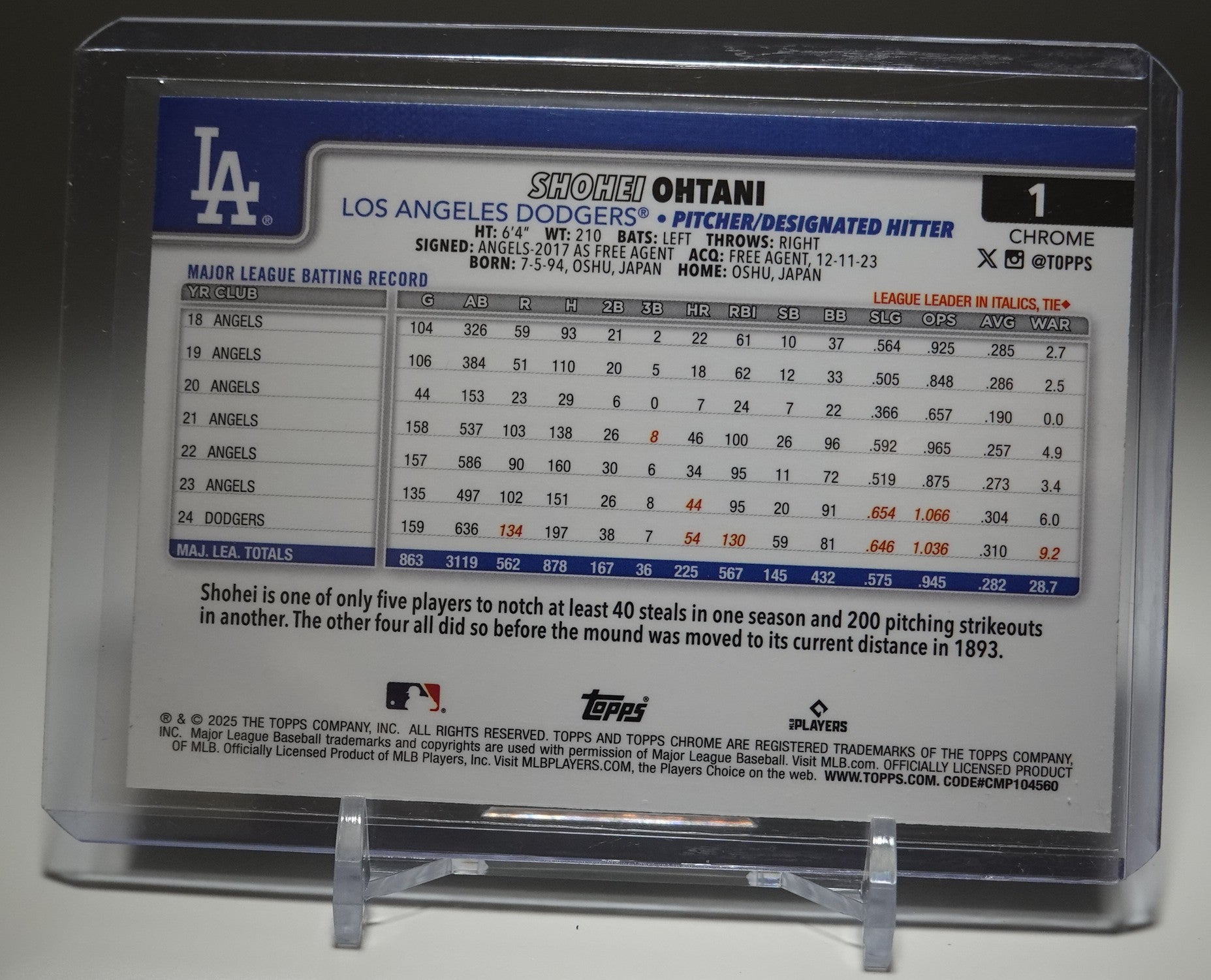 【SP/画像違い】大谷翔平 2025 Topps Chrome 大谷翔平 ショートプリント Image Variation 50/50 リフラクター 2025