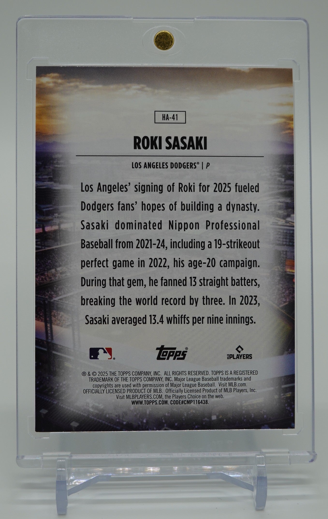 佐々木朗希 ルーキーカード 「Home Field Advantage」ショートプリントインサート 2025 Topps Chrome Update Series Baseball #HA-41 Roki Sasaki RC
