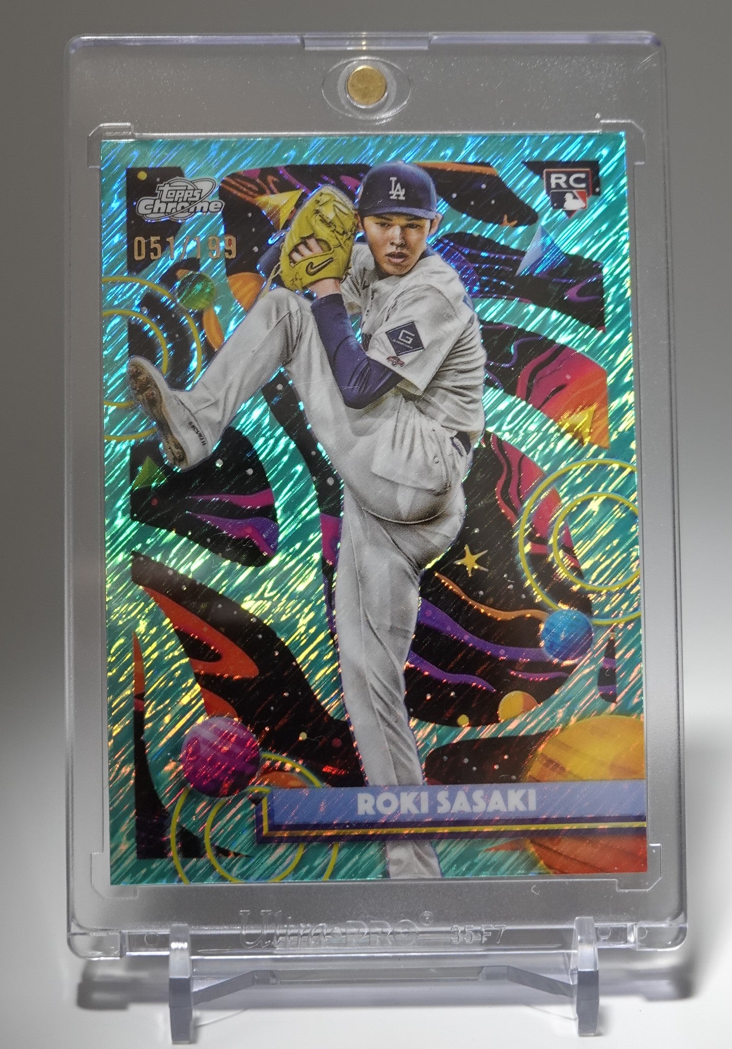 佐々木朗希 ルーキーカード 199枚限定 アクア・イクイノックス・リフラクター 2025 Topps Cosmic Chrome Aqua Equinox Refractor #68 Roki Sasaki RC #'d /199