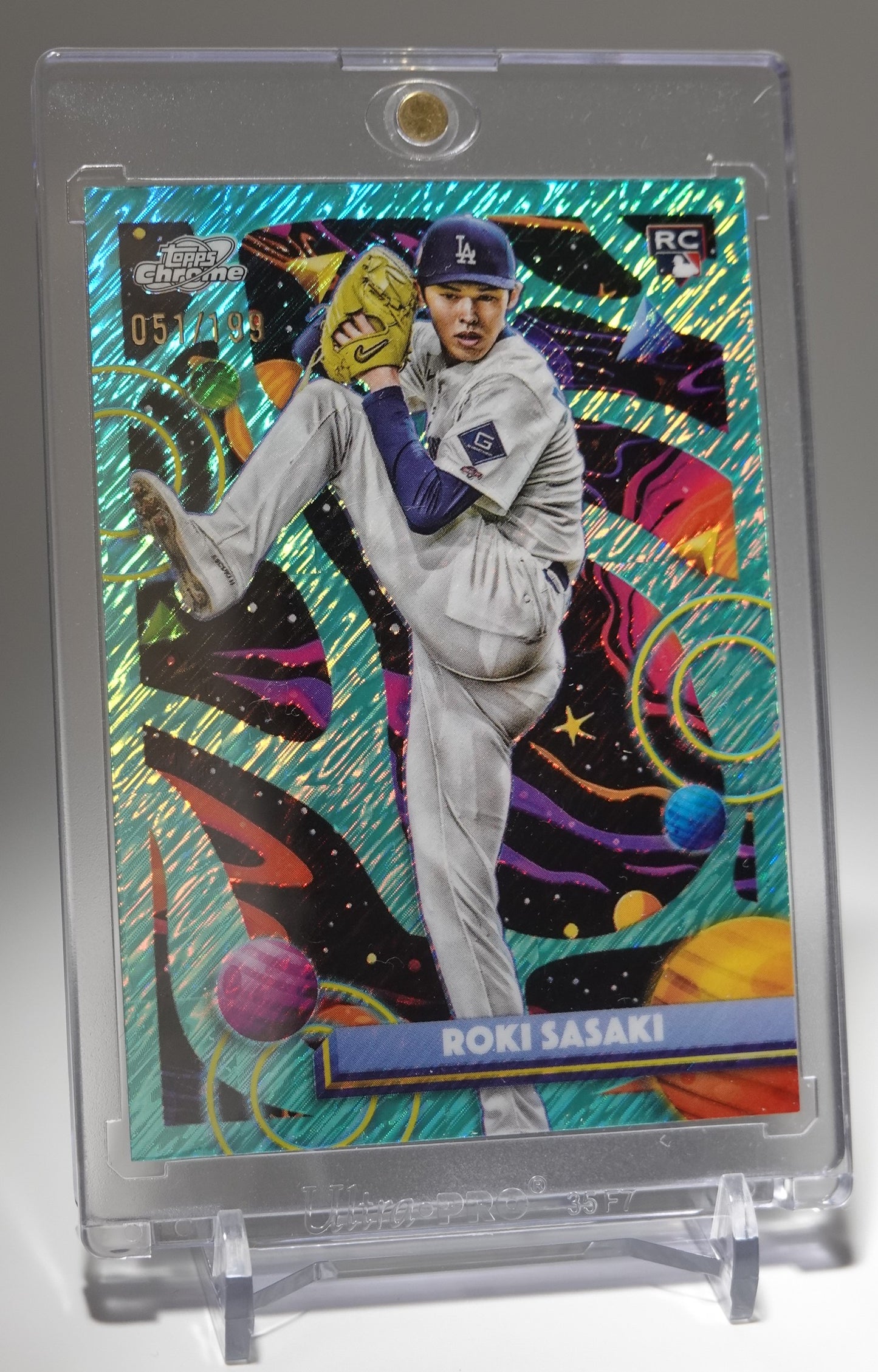 佐々木朗希 ルーキーカード 199枚限定 アクア・イクイノックス・リフラクター 2025 Topps Cosmic Chrome Aqua Equinox Refractor #68 Roki Sasaki RC #'d /199