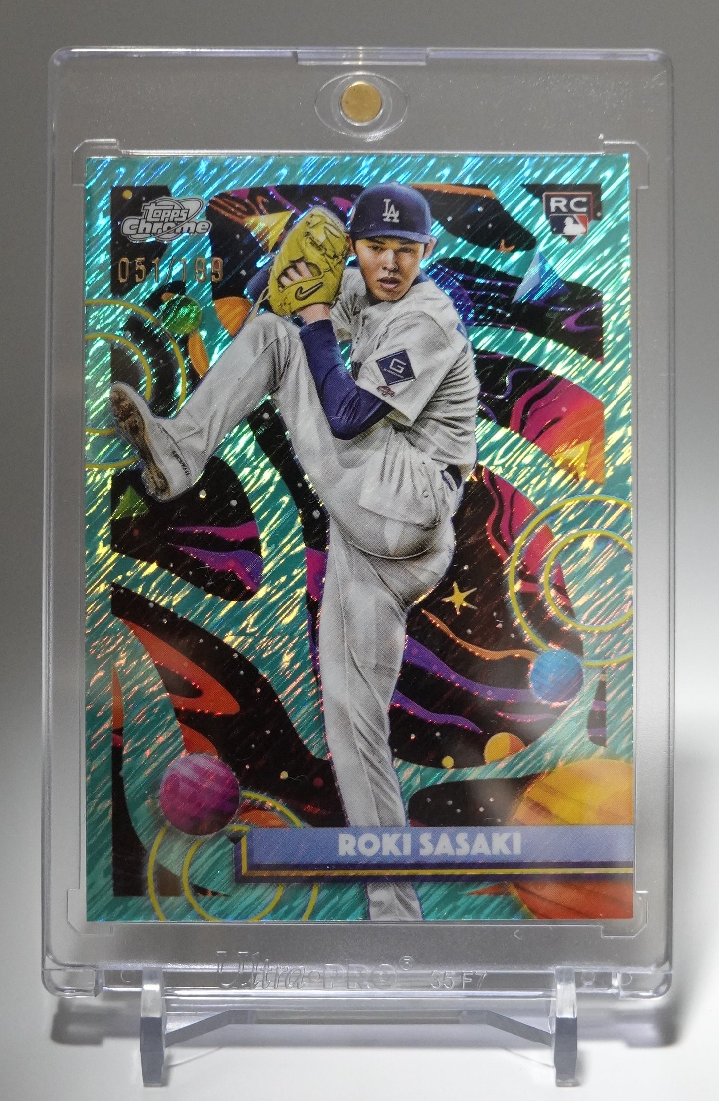 佐々木朗希 ルーキーカード 199枚限定 アクア・イクイノックス・リフラクター 2025 Topps Cosmic Chrome Aqua Equinox Refractor #68 Roki Sasaki RC #'d /199