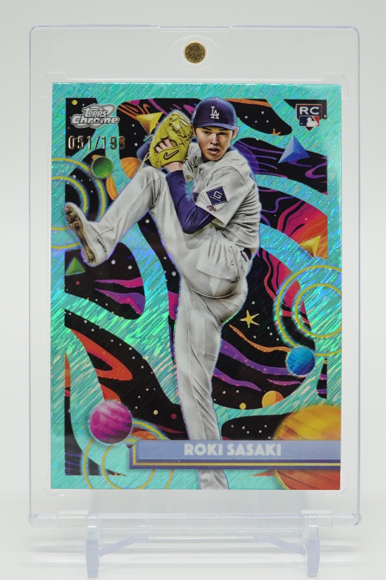 佐々木朗希 ルーキーカード 199枚限定 アクア・イクイノックス・リフラクター 2025 Topps Cosmic Chrome Aqua Equinox Refractor #68 Roki Sasaki RC #'d /199