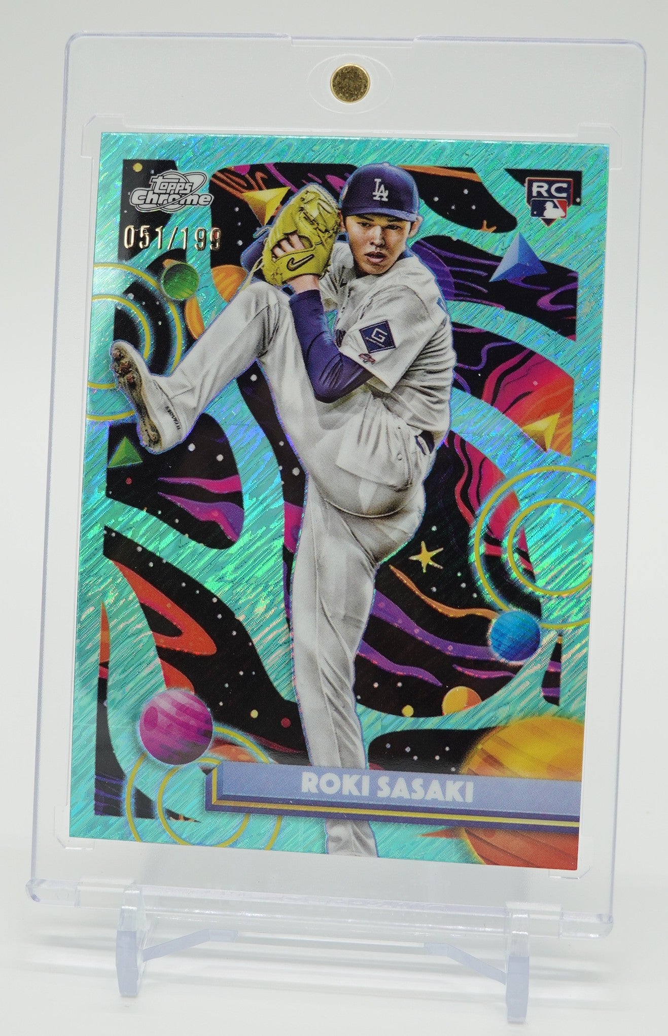 佐々木朗希 ルーキーカード 199枚限定 アクア・イクイノックス・リフラクター 2025 Topps Cosmic Chrome Aqua Equinox Refractor #68 Roki Sasaki RC #'d /199