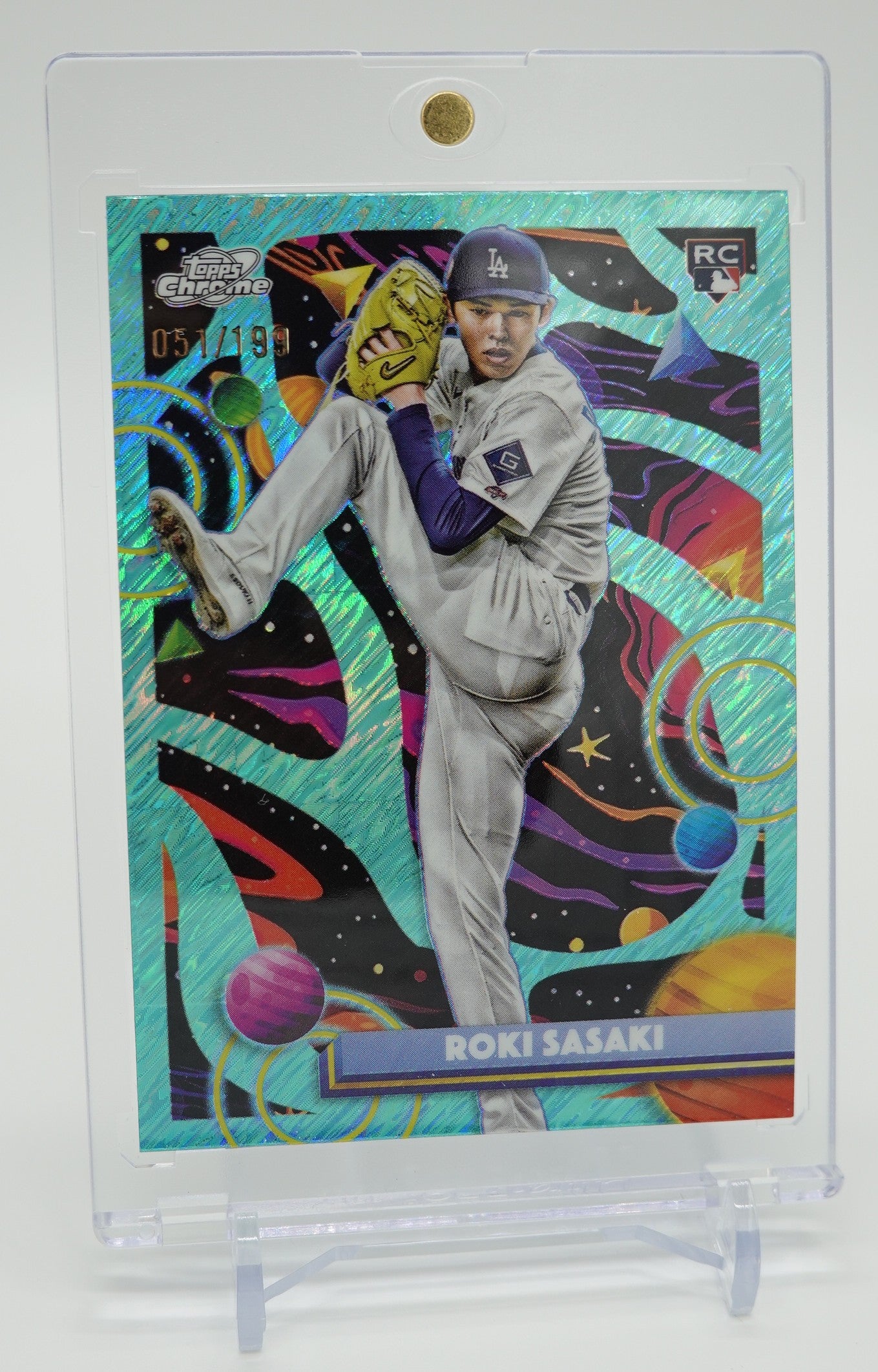 佐々木朗希 ルーキーカード 199枚限定 アクア・イクイノックス・リフラクター 2025 Topps Cosmic Chrome Aqua Equinox Refractor #68 Roki Sasaki RC #'d /199