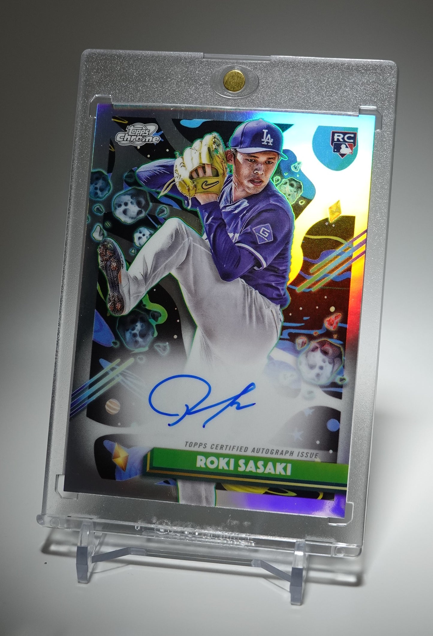 佐々木朗希 On-Card Auto ルーキーオートカード 2025 Topps Cosmic Chrome Cosmic Chrome Autograph Variation Card #CCA-RS Roki Sasaki RC AUTO