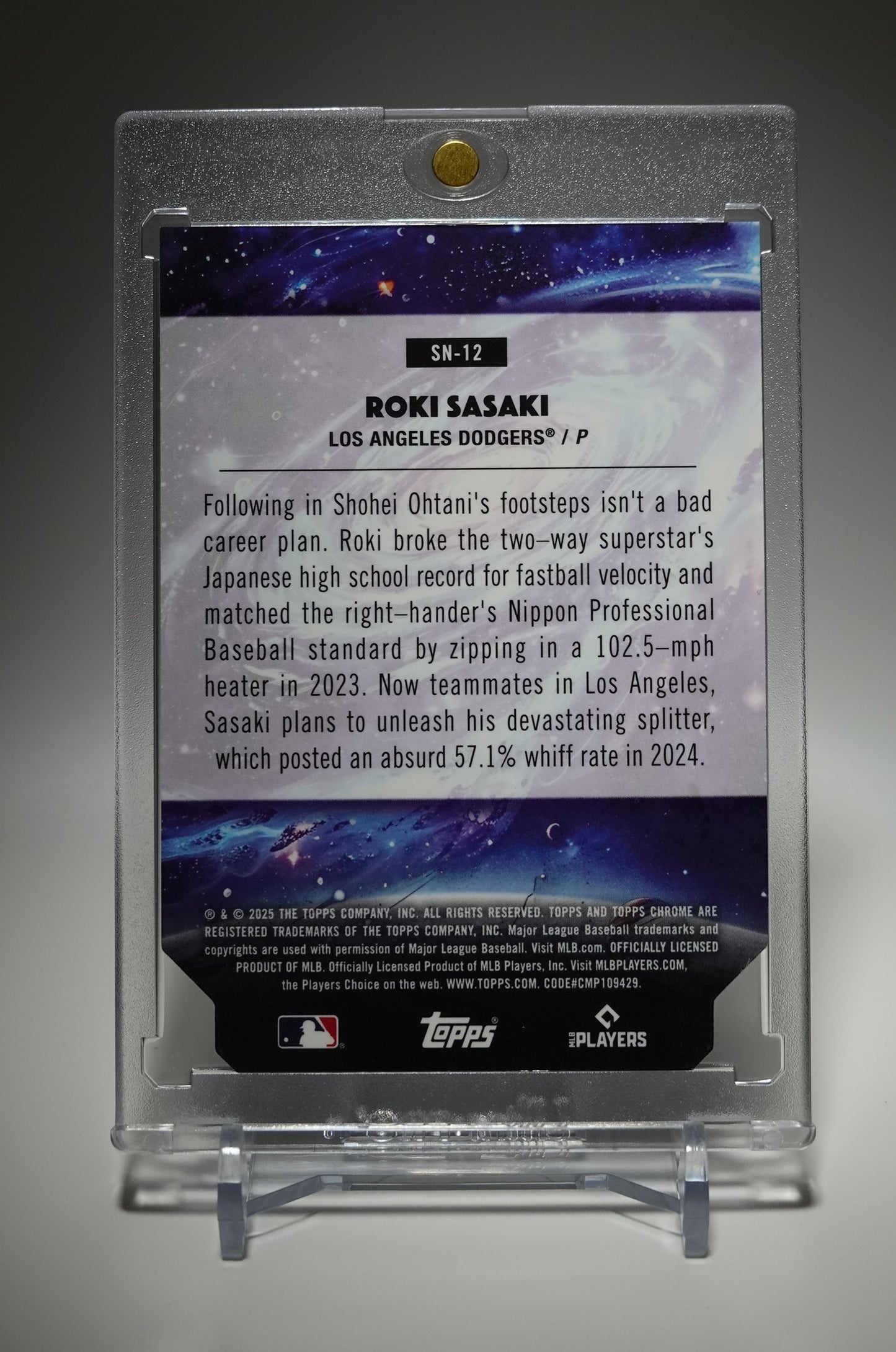 佐々木朗希 ルーキーカード Stella Nova インサート リフラクター 2025 Topps Cosmic Chrome Baseball Stella Nova Insert Refractor #SN-12 Roki Sasaki RC