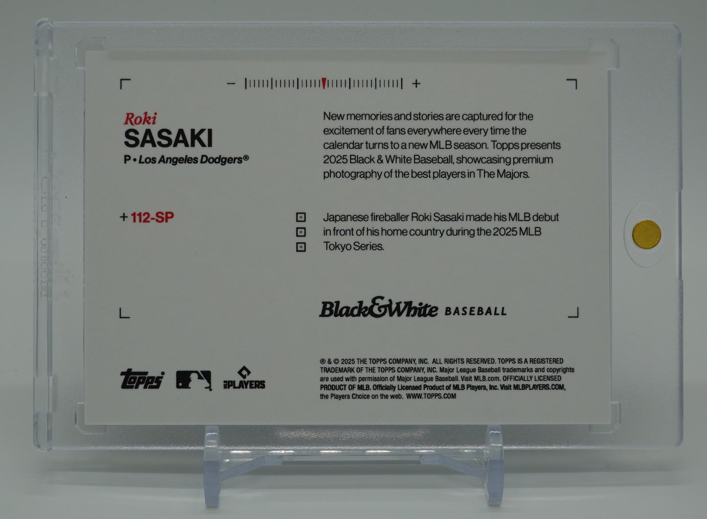 佐々木朗希 ショートプリント Image Variation ルーキーカード 2025 Topps Black And White Image Variation SP #112-SP Roki Sasaki RC