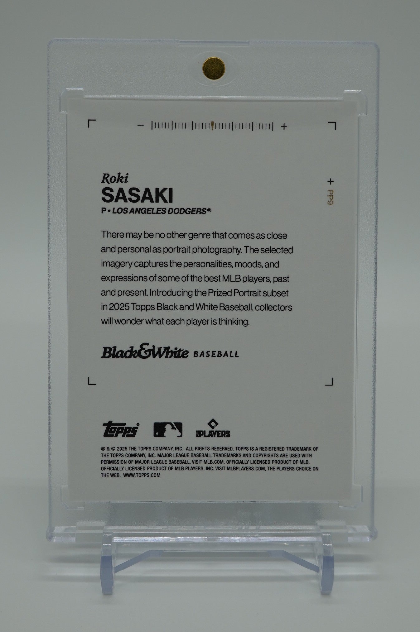 佐々木朗希 Prized Portraits インサート(Hobby Box限定)/ルーキーカード 2025 Topps Black and White Baseball Prized Portraits Insert #PP9 Roki Sasaki RC
