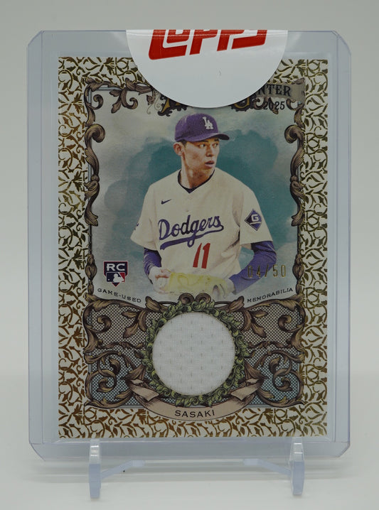 【未開封シール付き/Factory Sealed】佐々木朗希 50枚限定 Gold Foil フィリグリーパラレル レリック・ルーキーカード 2025 Topps Allen & Ginter Gold Foil Filagree #AGR-RSA Roki Sasaki RC