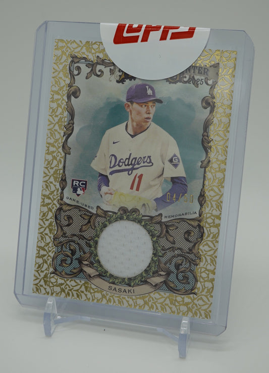 【未開封シール付き/Factory Sealed】佐々木朗希 50枚限定 Gold Foil フィリグリーパラレル レリック・ルーキーカード 2025 Topps Allen & Ginter Gold Foil Filagree #AGR-RSA Roki Sasaki RC