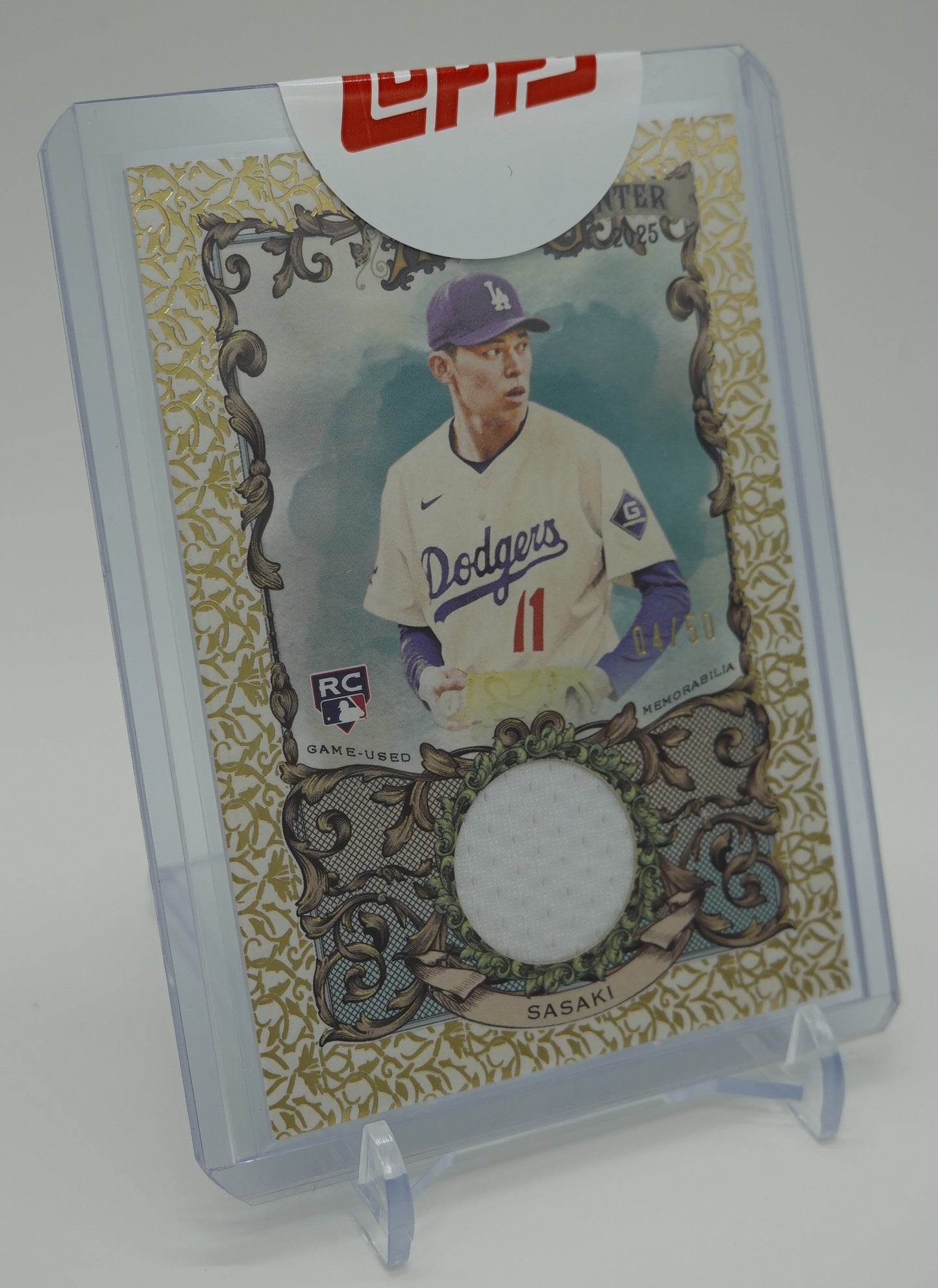 【未開封シール付き/Factory Sealed】佐々木朗希 50枚限定 Gold Foil フィリグリーパラレル レリック・ルーキーカード 2025 Topps Allen & Ginter Gold Foil Filagree #AGR-RSA Roki Sasaki RC