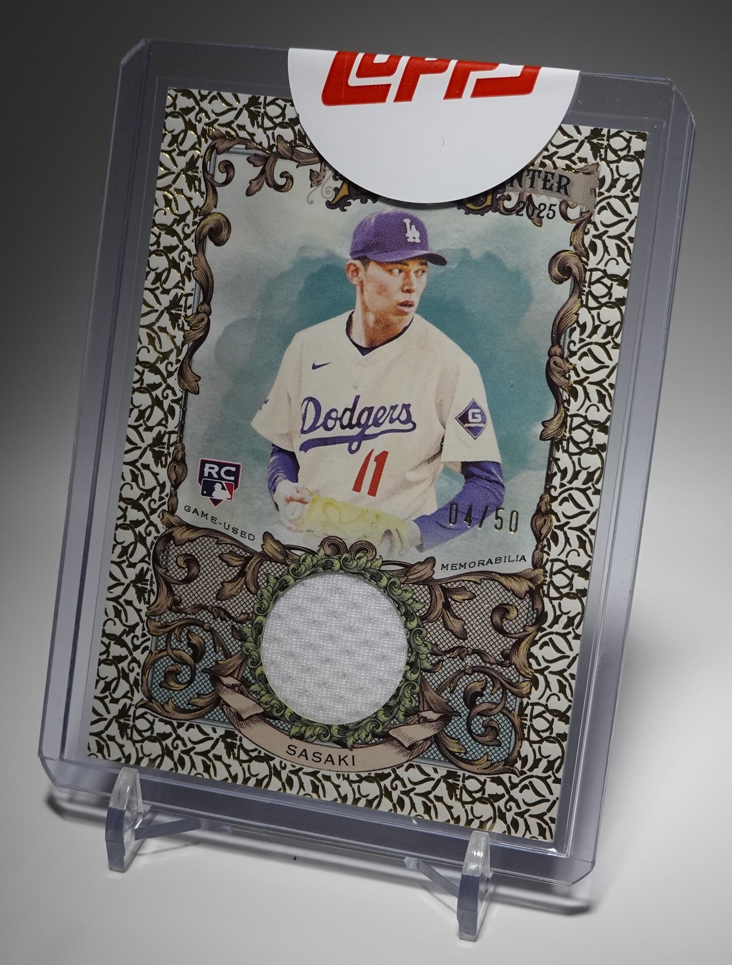 【未開封シール付き/Factory Sealed】佐々木朗希 50枚限定 Gold Foil フィリグリーパラレル レリック・ルーキーカード 2025 Topps Allen & Ginter Gold Foil Filagree #AGR-RSA Roki Sasaki RC
