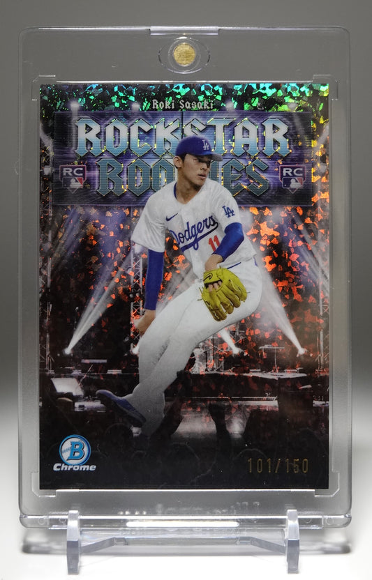 佐々木朗希 150枚限定 Mini-Diamond リフラクターパラレル ルーキーカード Rockstar Rookies インサート 2025 Bowman Baseball #RR-20 #'d/150