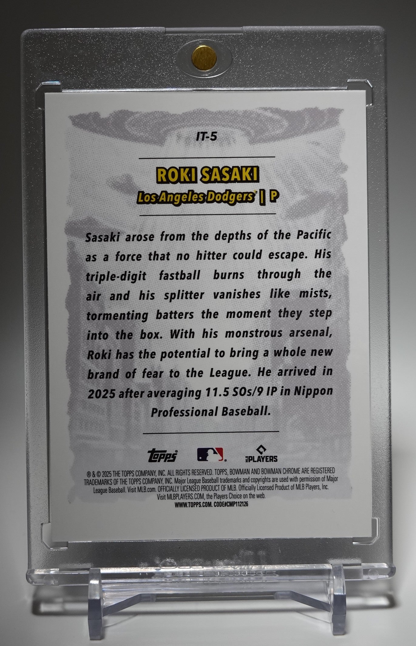 佐々木朗希 ルーキーカード 「It Came to the League」インサート 2025 Bowman Chrome #IT-5 Roki Sasaki RC