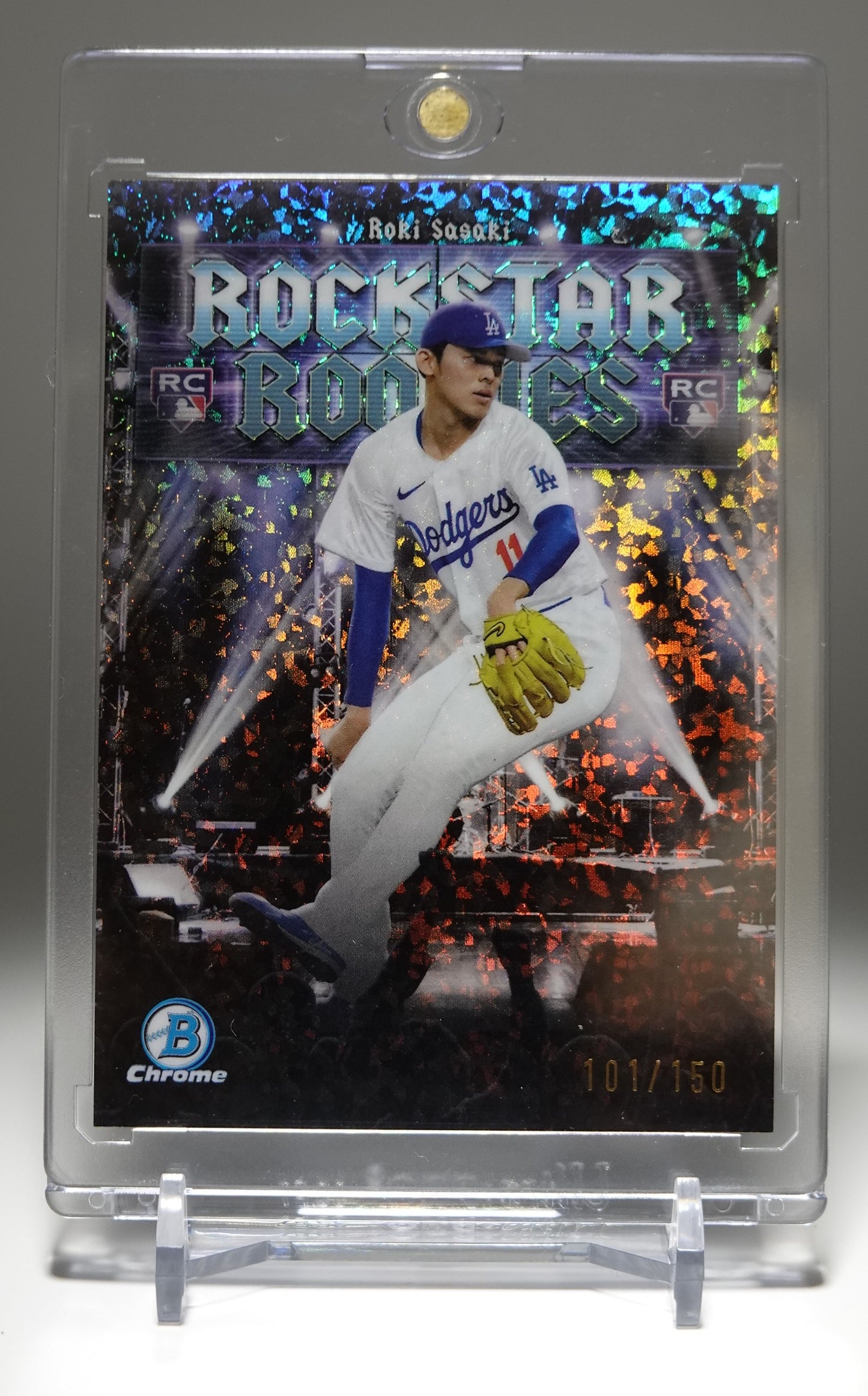 佐々木朗希 150枚限定 Mini-Diamond リフラクターパラレル ルーキーカード Rockstar Rookies インサート 2025 Bowman Baseball #RR-20 #'d/150