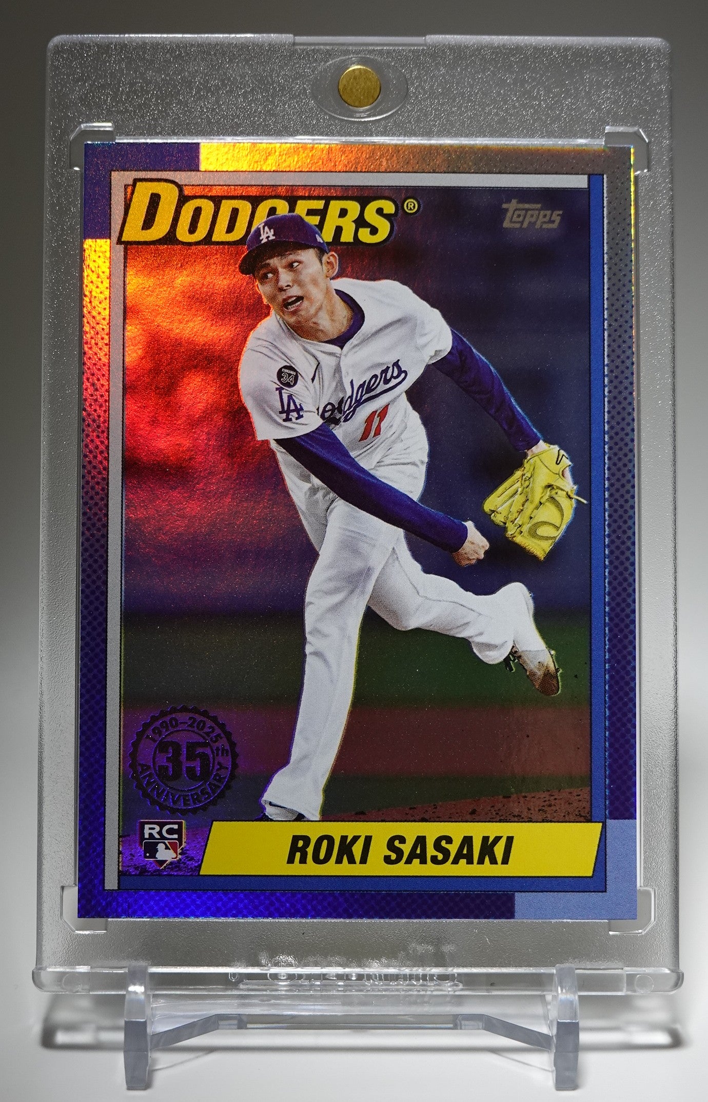 佐々木朗希 ルーキーカード レインボーフォイル仕様 1990 Topps Baseball 35th Anniversary インサート 2025 Topps Update Series #U90-11 Roki Sasaki RC