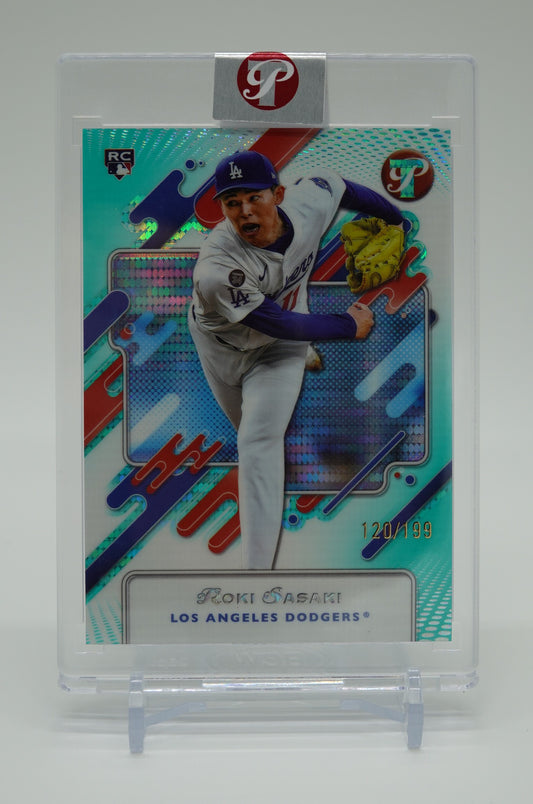 佐々木朗希 ルーキーカード 199枚限定 “Factory Encased” Pristine Aqua Refractor 2025 Topps Pristine #100 Roki Sasaki RC #'d/199