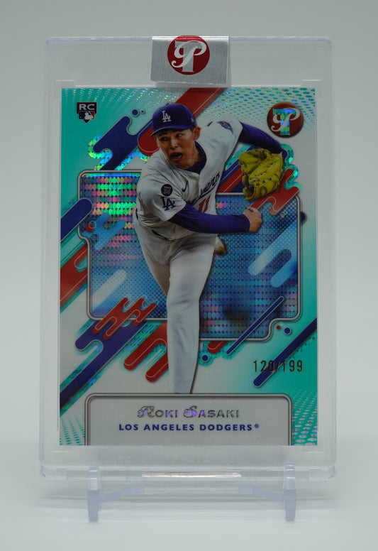 佐々木朗希 ルーキーカード 199枚限定 “Factory Encased” Pristine Aqua Refractor 2025 Topps Pristine #100 Roki Sasaki RC #'d/199