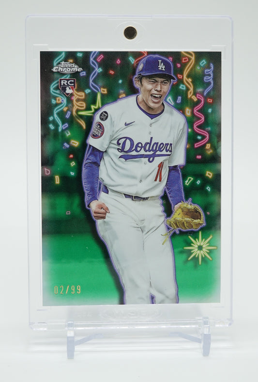 佐々木朗希 Celebracion 超希少インサート・ルーキーカード 世界限定99枚限定 Green Refractor パラレル 2025 Topps Chrome Update #CT-20 Roki Sasaki RC #'d/99