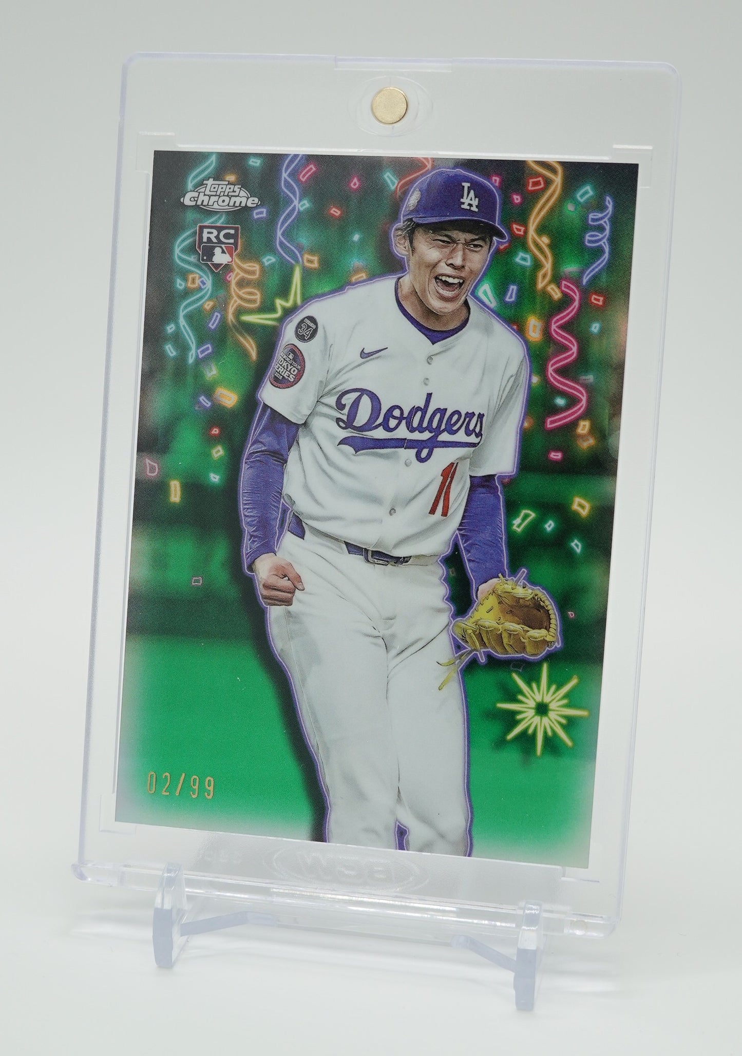 佐々木朗希 Celebracion 超希少インサート・ルーキーカード 世界限定99枚限定 Green Refractor パラレル 2025 Topps Chrome Update #CT-20 Roki Sasaki RC #'d/99