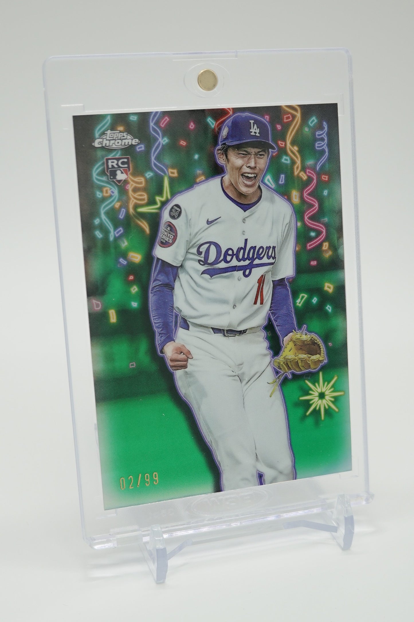 佐々木朗希 Celebracion 超希少インサート・ルーキーカード 世界限定99枚限定 Green Refractor パラレル 2025 Topps Chrome Update #CT-20 Roki Sasaki RC #'d/99