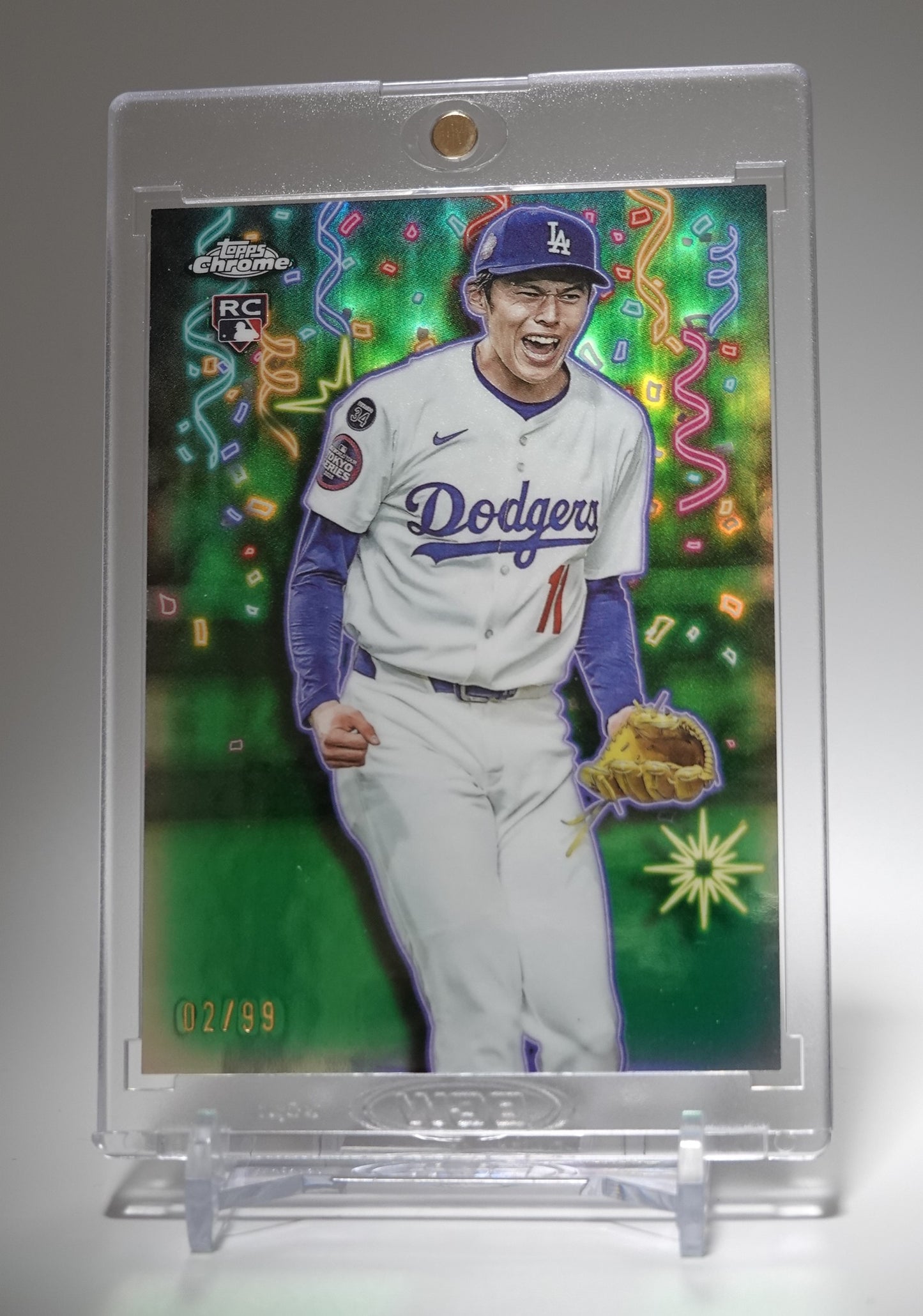 佐々木朗希 Celebracion 超希少インサート・ルーキーカード 世界限定99枚限定 Green Refractor パラレル 2025 Topps Chrome Update #CT-20 Roki Sasaki RC #'d/99