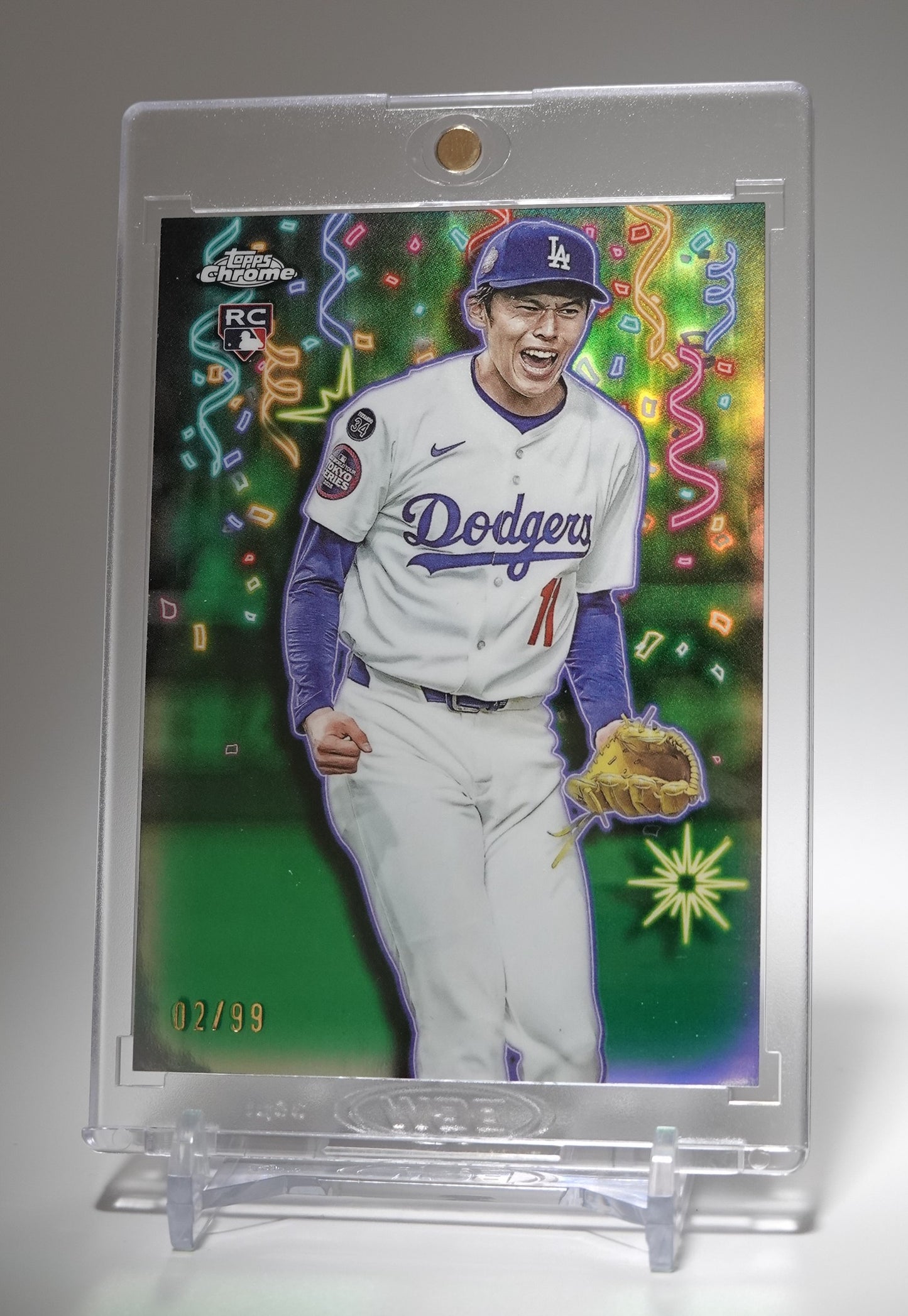 佐々木朗希 Celebracion 超希少インサート・ルーキーカード 世界限定99枚限定 Green Refractor パラレル 2025 Topps Chrome Update #CT-20 Roki Sasaki RC #'d/99