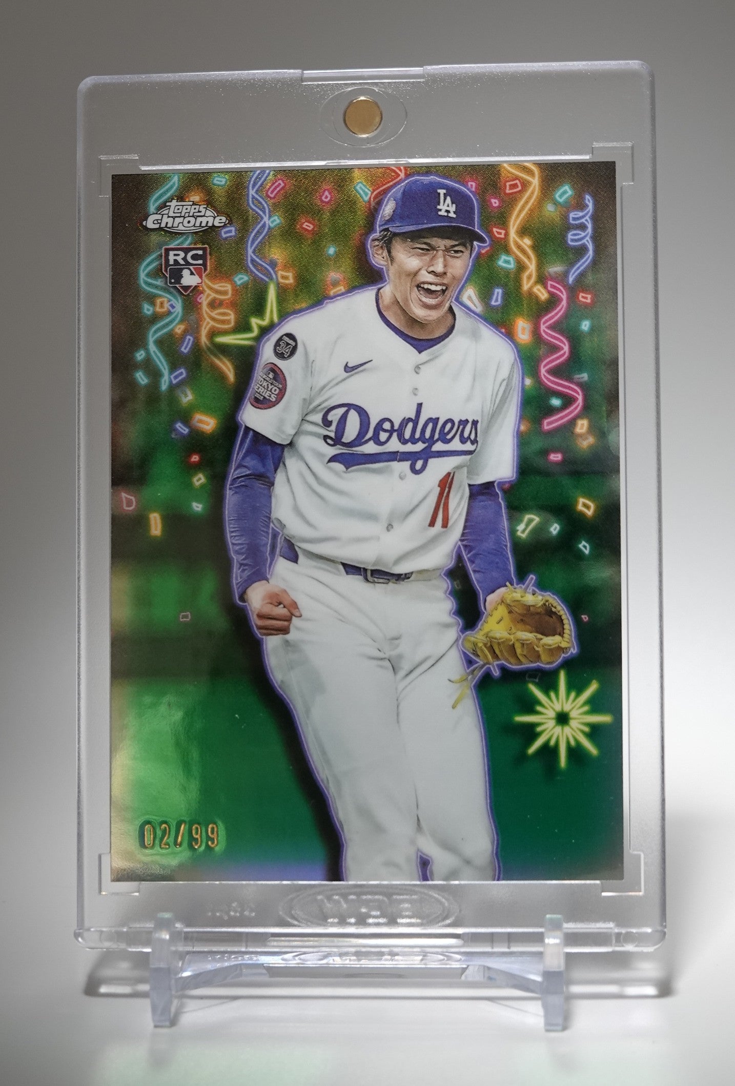 佐々木朗希 Celebracion 超希少インサート・ルーキーカード 世界限定99枚限定 Green Refractor パラレル 2025 Topps Chrome Update #CT-20 Roki Sasaki RC #'d/99