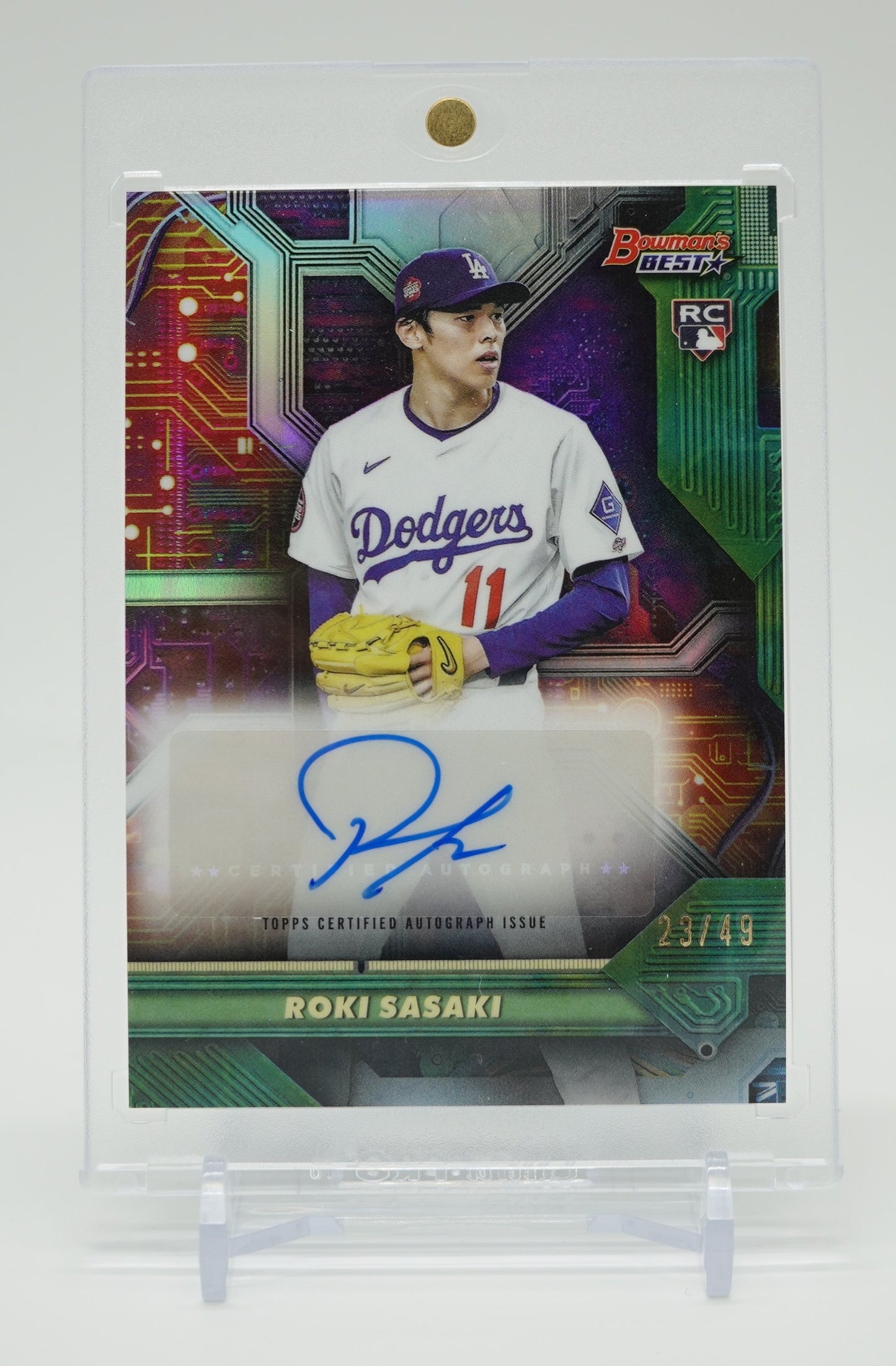 【世界49枚限定】佐々木朗希 RC 直筆サインカード AUTO 2025 Bowman's Best Circuitry Autograph Green #CA-RS #'d/49 ドジャース