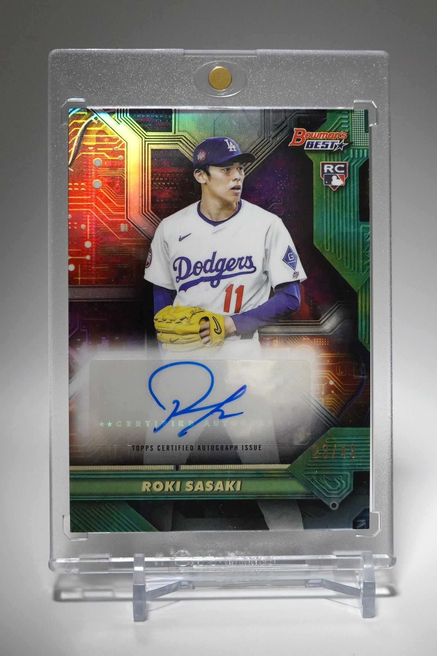 【世界49枚限定】佐々木朗希 RC 直筆サインカード AUTO 2025 Bowman's Best Circuitry Autograph Green #CA-RS #'d/49 ドジャース