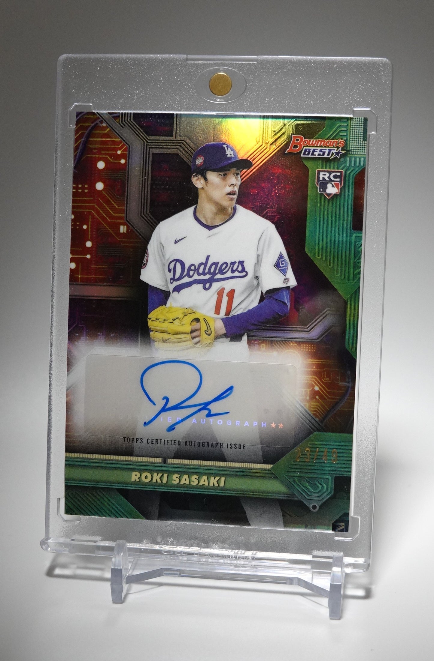 【世界49枚限定】佐々木朗希 RC 直筆サインカード AUTO 2025 Bowman's Best Circuitry Autograph Green #CA-RS #'d/49 ドジャース