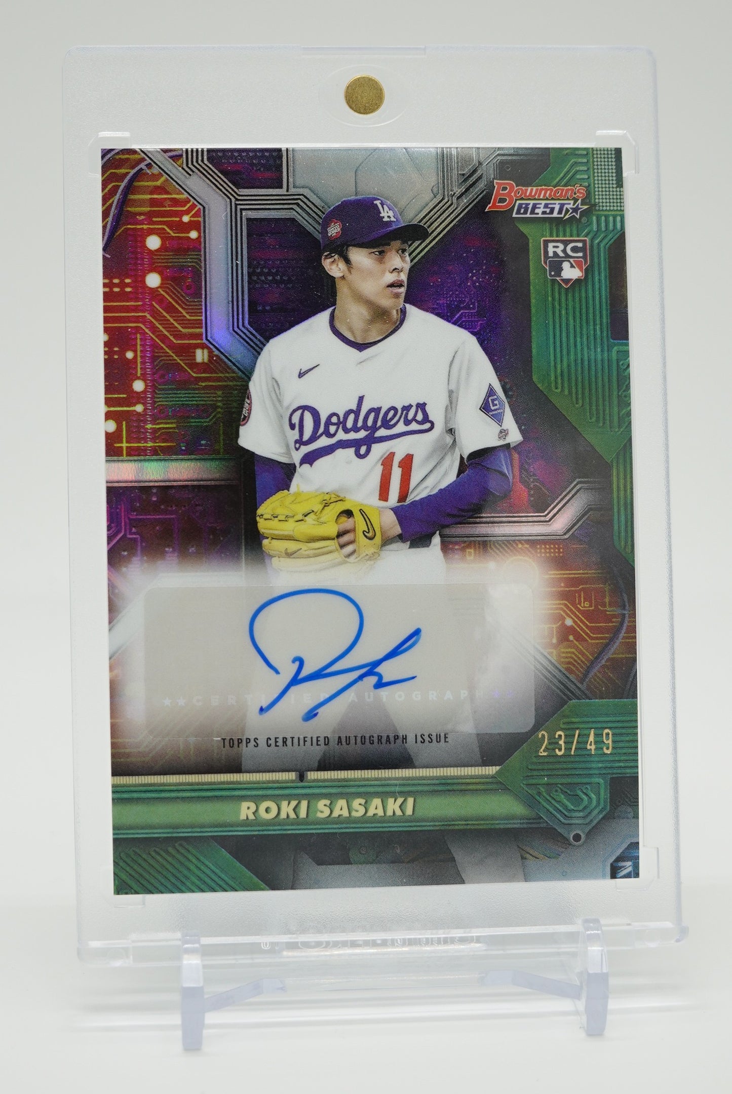 【世界49枚限定】佐々木朗希 RC 直筆サインカード AUTO 2025 Bowman's Best Circuitry Autograph Green #CA-RS #'d/49 ドジャース