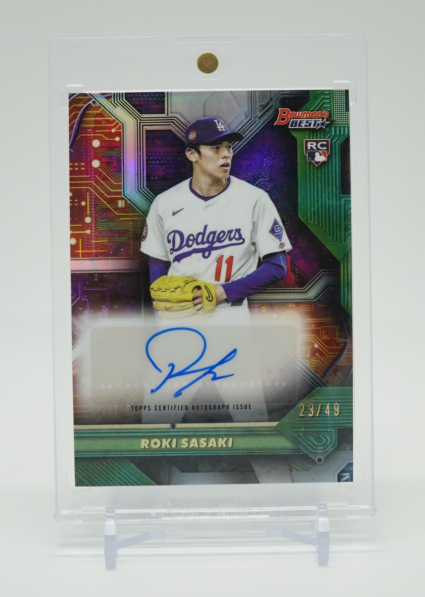 【世界49枚限定】佐々木朗希 RC 直筆サインカード AUTO 2025 Bowman's Best Circuitry Autograph Green #CA-RS #'d/49 ドジャース