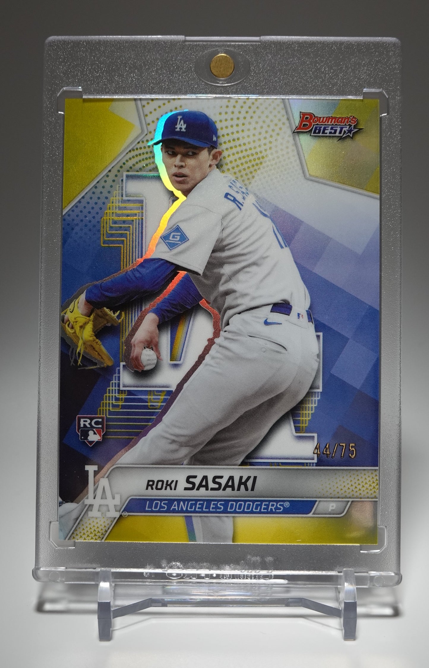 佐々木朗希 世界75枚限定 イエローリフラクター ルーキーカード 2025 Bowman's Best Yellow Refractor #18 Roki Sasaki RC #'d/75