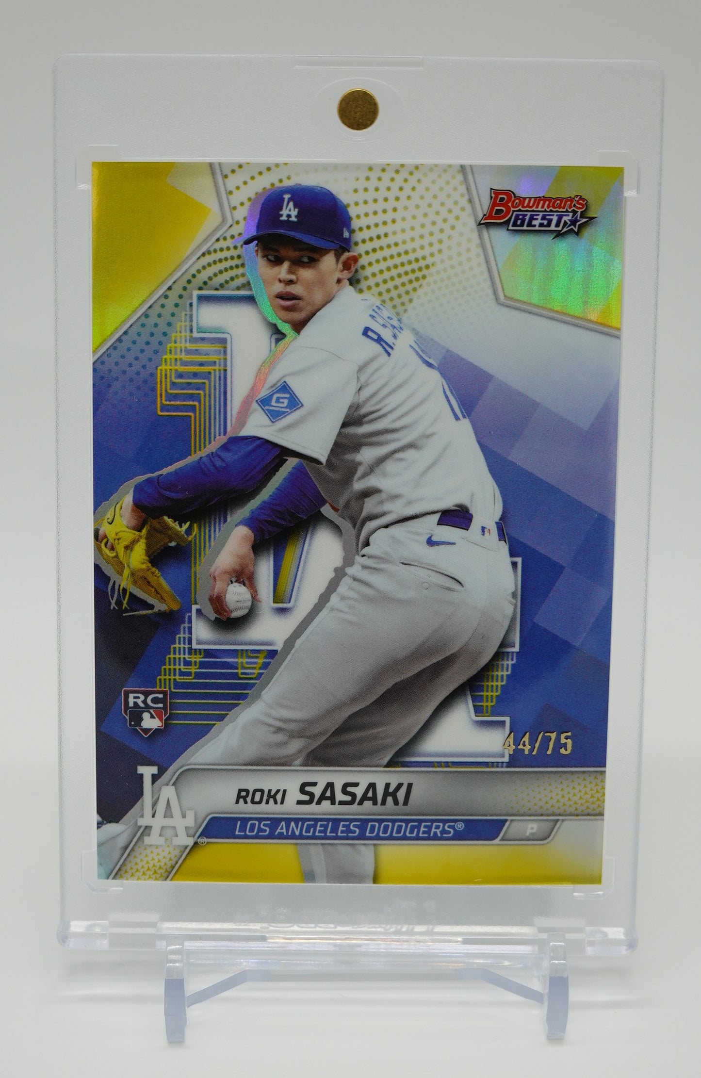 佐々木朗希 世界75枚限定 イエローリフラクター ルーキーカード 2025 Bowman's Best Yellow Refractor #18 Roki Sasaki RC #'d/75