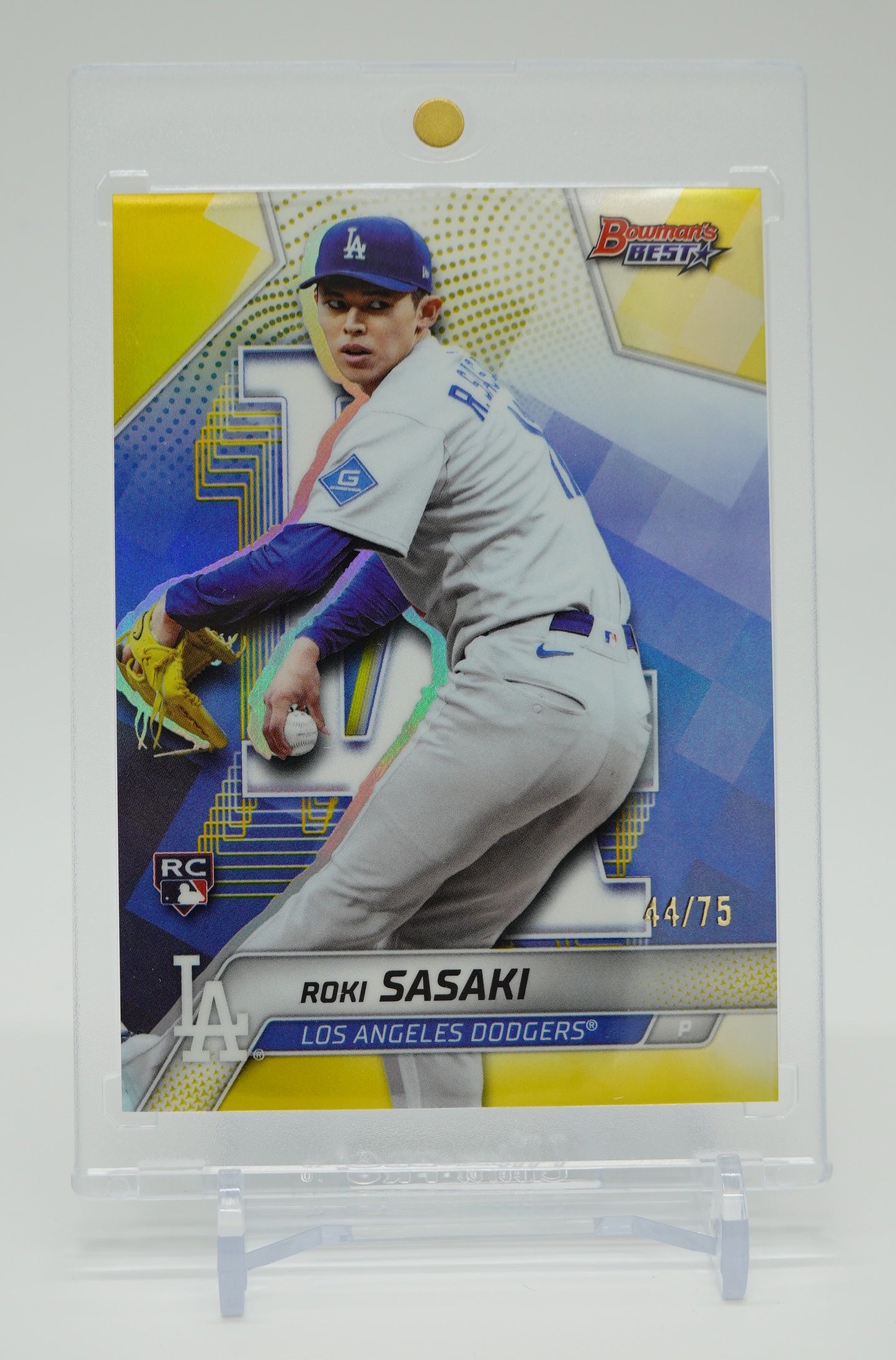 佐々木朗希 世界75枚限定 イエローリフラクター ルーキーカード 2025 Bowman's Best Yellow Refractor #18 Roki Sasaki RC #'d/75