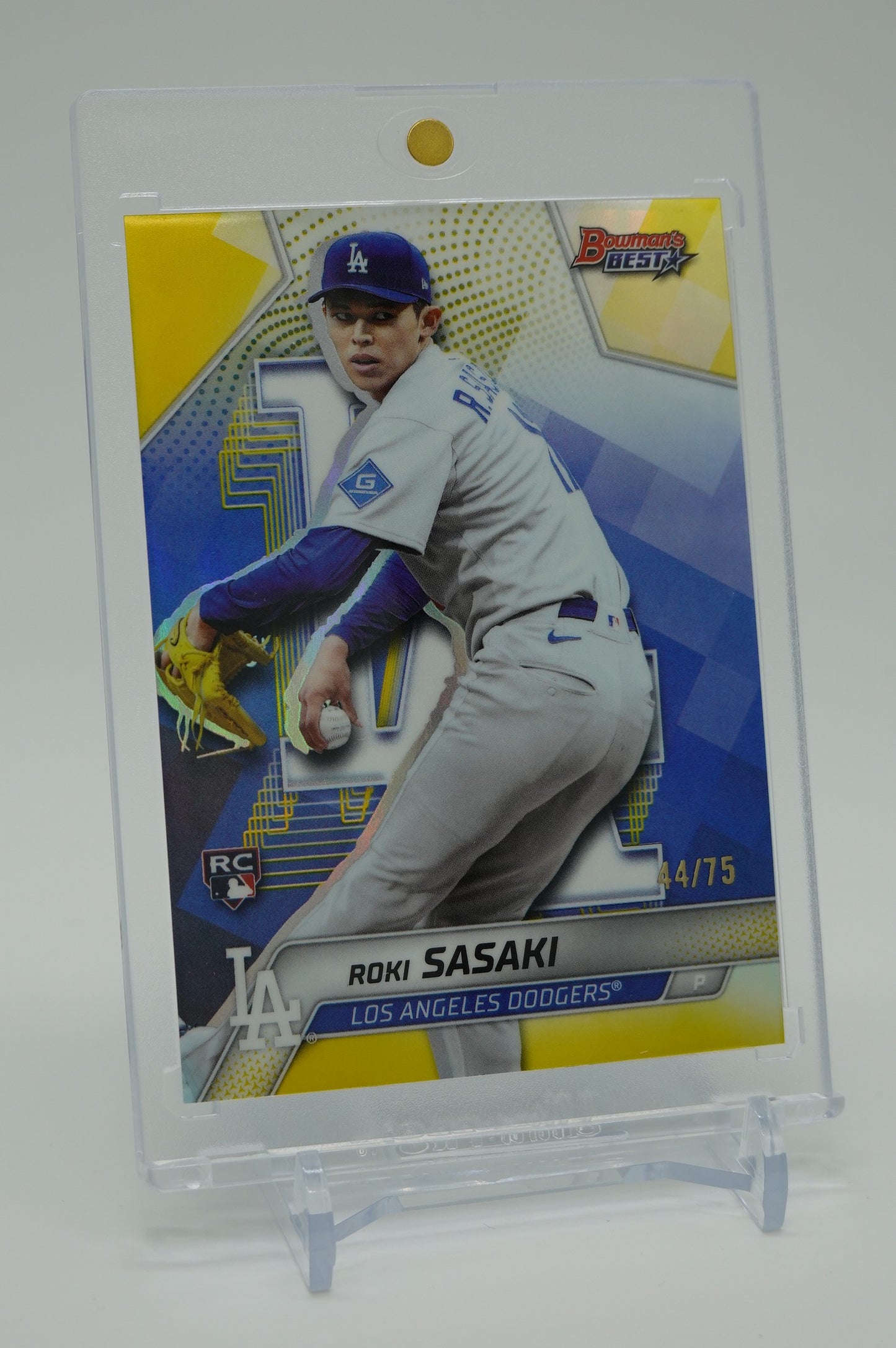 佐々木朗希 世界75枚限定 イエローリフラクター ルーキーカード 2025 Bowman's Best Yellow Refractor #18 Roki Sasaki RC #'d/75