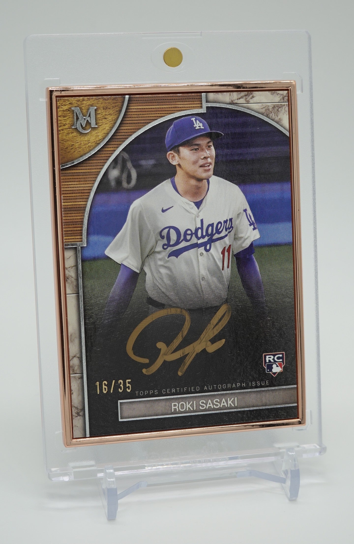 【世界35枚限定】佐々木朗希 直筆サイン入りルーキーカード Bronze Frame パラレル 2025 Topps Museum Collection Museum Framed Autographed Card #FMA-ROKI Roki Sasaki AUTO RC #'d/35