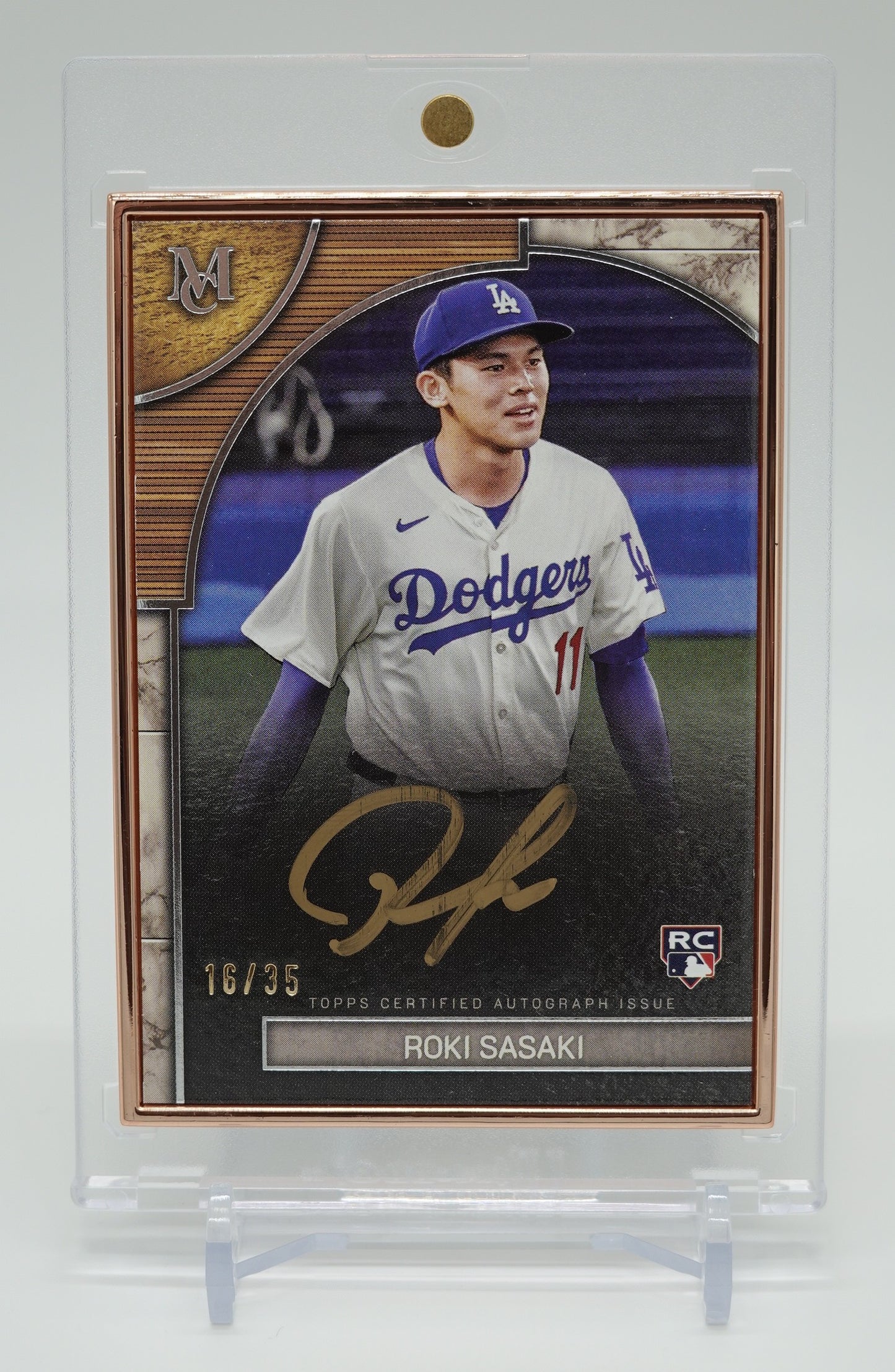 【世界35枚限定】佐々木朗希 直筆サイン入りルーキーカード Bronze Frame パラレル 2025 Topps Museum Collection Museum Framed Autographed Card #FMA-ROKI Roki Sasaki AUTO RC #'d/35